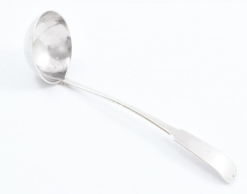 Ezüst(Ag) merőkanál, jelzett, h: 14,7 cm, nettó: 27,8 g