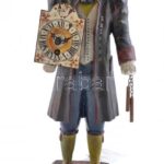 Antik figurális óra, mechanikus szerkezettel, kopásnyomokkal, működik, m: 37 cm