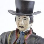 Antik figurális óra, mechanikus szerkezettel, kopásnyomokkal, működik, m: 37 cm - Image 3