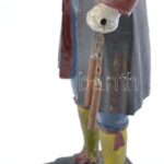 Antik figurális óra, mechanikus szerkezettel, kopásnyomokkal, működik, m: 37 cm - Image 4