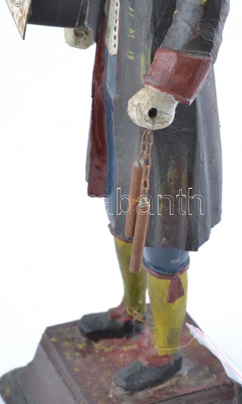 Antik figurális óra, mechanikus szerkezettel, kopásnyomokkal, működik, m: 37 cm - Image 4