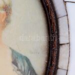 B A jelzéssel: Hölgy portré, miniatűr, kis sérülésekkel, 8x6,5cm - Image 2