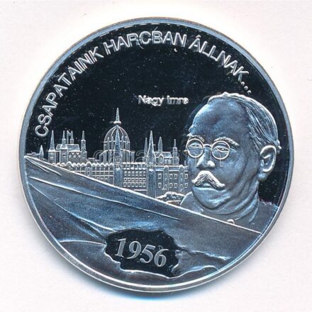 DN 'Nemzetünk nagyjai - Nagy Imre' kétoldalas Ag emlékérem tanúsítvánnyal (15g/0,333/35mm) T:PP ujjlenyomat