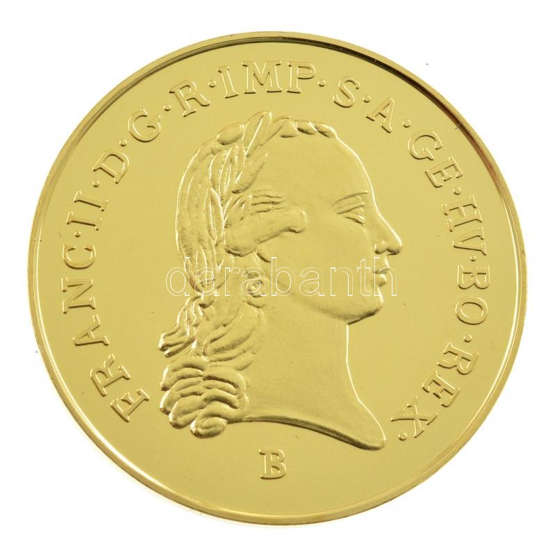 DN 'Magyar aranypénzek utánveretben - II. Ferenc dukát' aranyozott Ag emlékérem kapszulában, tanúsítvánnyal (5,5g/0.333/25mm) T:PP - Image 2