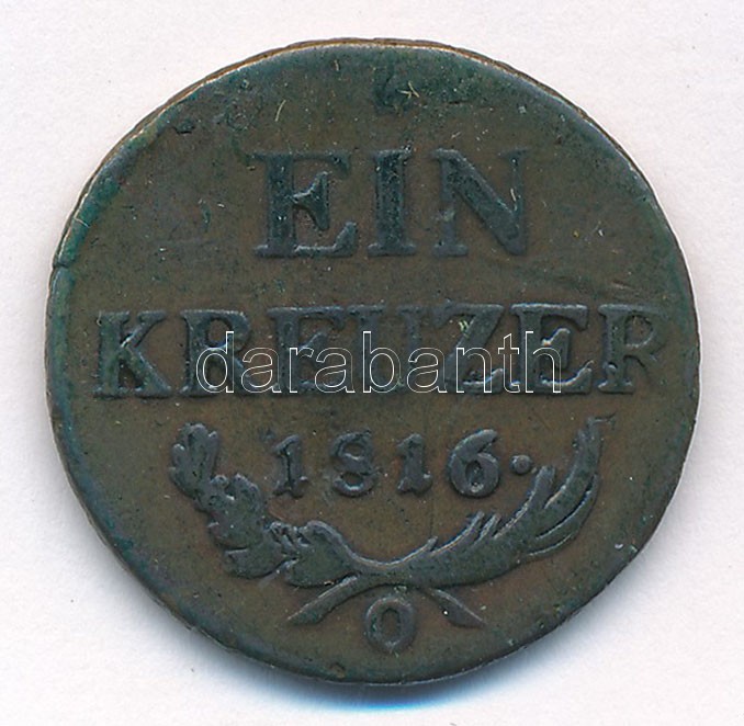 1816O 1kr Cu T:3 Unger III.: 1406.d, Huszár: 2061.