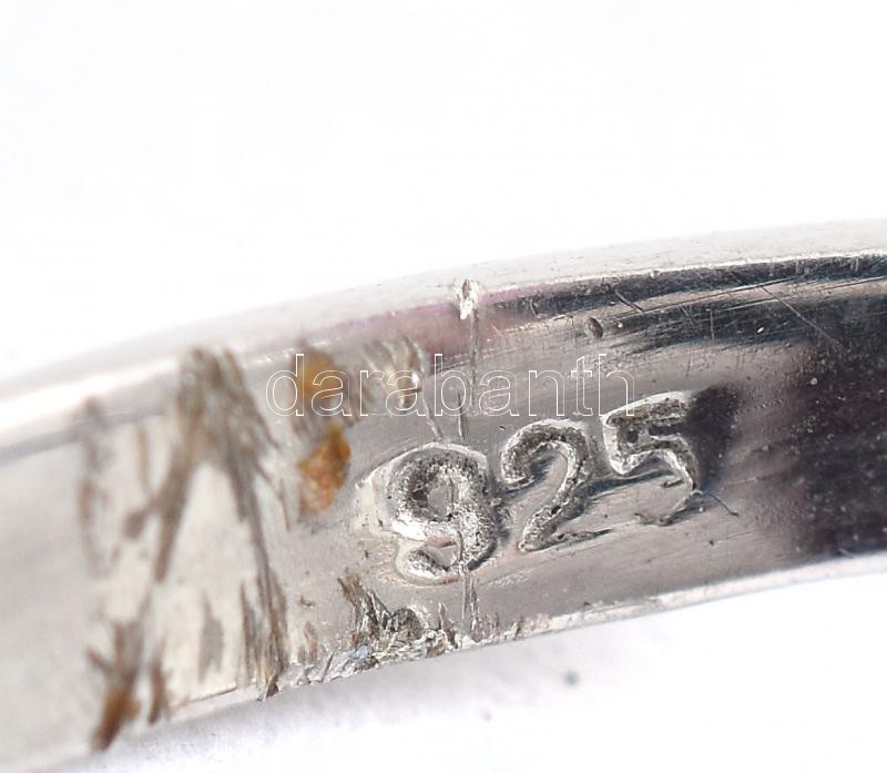 Ezüst(Ag) gyűrű szintetikus rubinnal, állítható méret (kb. 50), bruttó: 3,3 g - Image 4