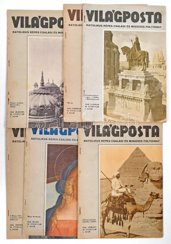 1940 Világposta. XI. évf. 1-6 számai. Változó állapotban.