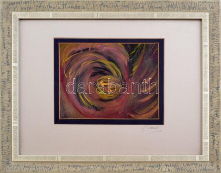 Ursula Stumm (?-): Örvénylő formák. Olaj, papír. Jelzett. Üvegezett fakeretben. 16x21cm