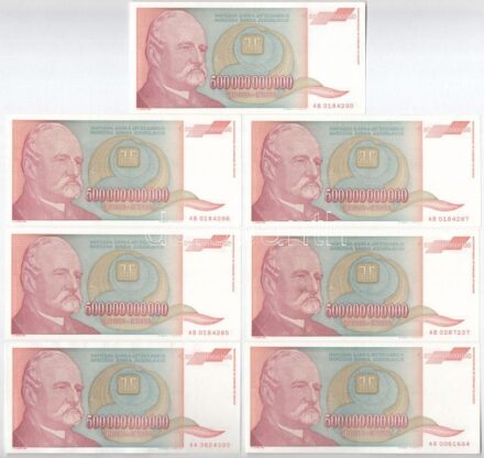 Jugoszlávia 1993. 500.000.000.000D (7x) T:I-II Yugoslavia 1993. 500.000.000.000 Dinara (7x) C:UNC-XF Krause P#137