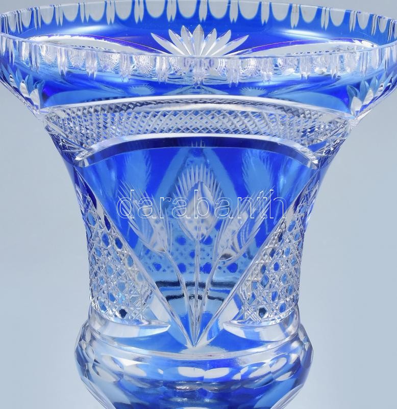 Ólomkristály kék váza, hibátlan, 26,5 cm - Image 2
