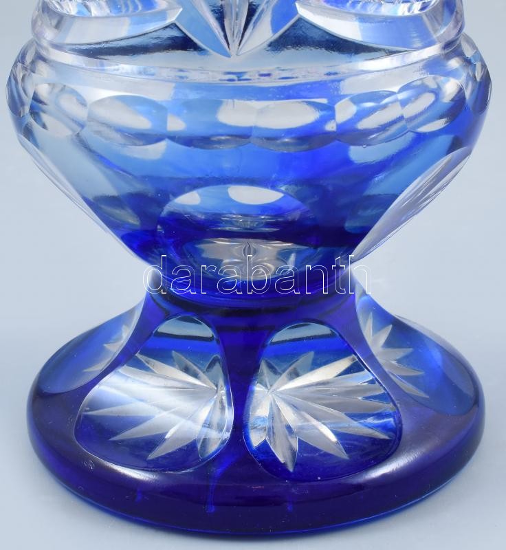 Ólomkristály kék váza, hibátlan, 26,5 cm - Image 3
