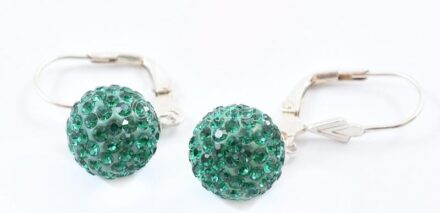 Ezüst(Ag) shamballa gyöngy fülbevalópár, jelzett, d: 1 cm, bruttó: 3,1 g