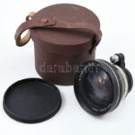 Carl Zeiss Flektogon 4/25-ös objektív bőr tokkal, Exacta bajonettes, működő állapotban, d: 8 cm tokkal