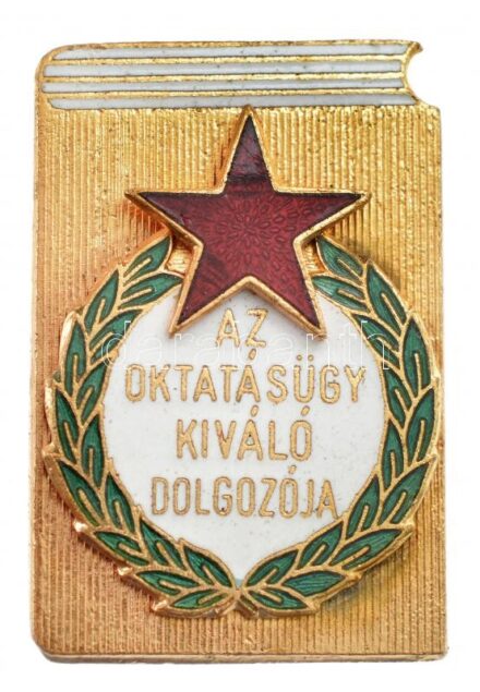 ~1964. 'Az Oktatásügy Kiváló Dolgozója' zománcozott fém jelvény tokban T:1- apró zománchiba