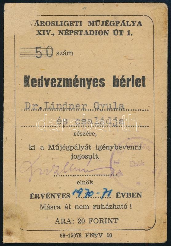 1970 Városligeti Műjégpálya kedvezményes bérlet