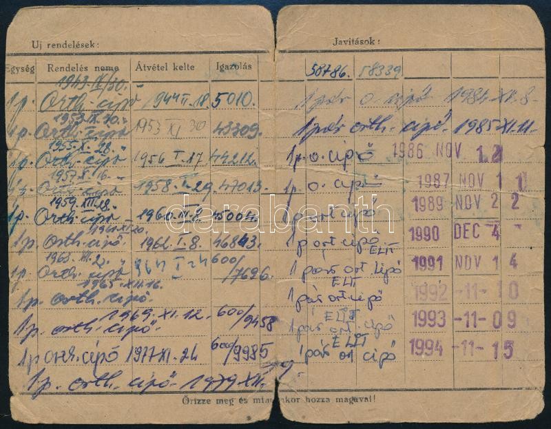 1944 Művégtag igazolójegy - Image 2