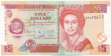 Belize 2011. 5$ 'DP 473411' T:III szép papír Belize 2011. 5 Dollars 'DP 473411' C:F nice paper Krause P#67