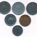 1916KB 20f Fe (3db) + 1920KB 10f Fe + 1940(?) 2f bronz + 1944. 2f Zn mind technikai hibás veret (eltömődött verőtő) T:2-3 - Image 2