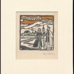 Kós Károly (1883-1977): Kolozsvár. Linómetszet, papír, utólagos jelzéssel, paszpartuban, 11×11 cm