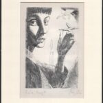Nagy László (1925-1978): Szécsi Margit. Rézkarc, papír, utólagos jelzéssel, paszpartuban, 18×12 cm