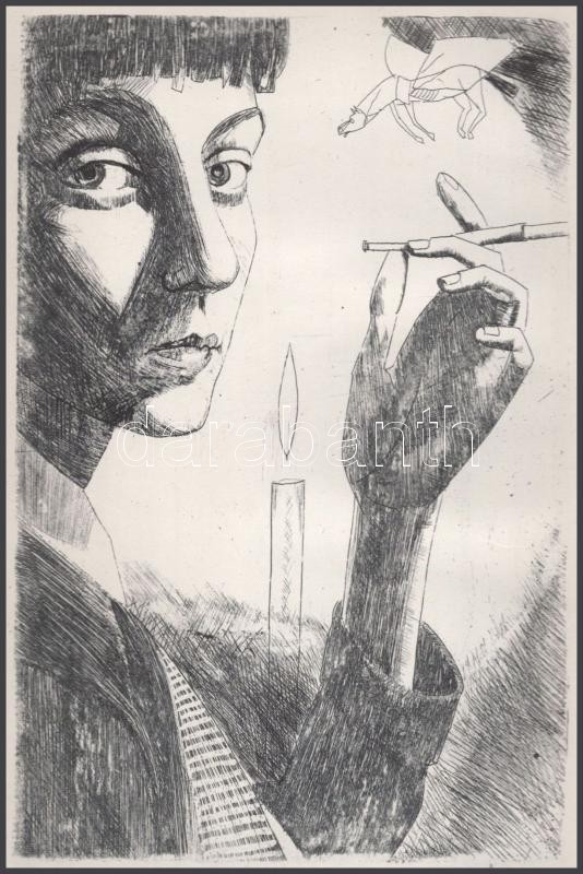 Nagy László (1925-1978): Szécsi Margit. Rézkarc, papír, utólagos jelzéssel, paszpartuban, 18×12 cm - Image 2