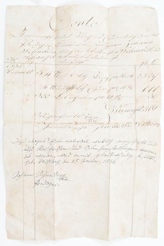 1836 Számlalevél Szászsebes