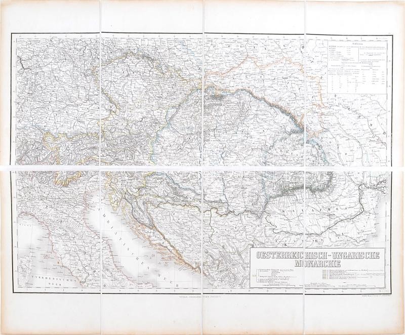 cca 1860-1870 Oesterreichisch-Ungarische Monarchie. Weimar, Geographisches Institut, vászonra kasírozva, 46x68 cm