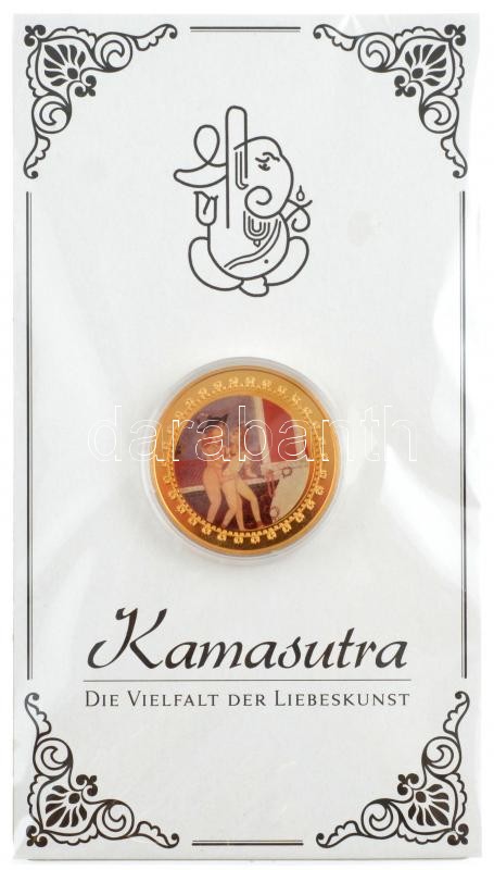 DN 'Kámaszutra - Alkalmazkodó csók' aranyozott Cu multicolor érem, német nyelvű leírással, magyar tanúsítvánnyal T:1 ND 'Kamasutra - Der gewendete Kuss' gold plated multicolor Cu coin with German language description and Hungarian - Image 3