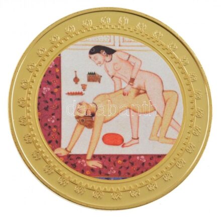 DN 'Kámaszutra - Pillangó' aranyozott Cu multicolor érem, német nyelvű leírással, magyar tanúsítvánnyal T:1 ND 'Kamasutra - Schmetterling' gold plated multicolor Cu coin with German language description and Hungarian certificate C:UNC