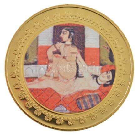 DN 'Kámaszutra - Kölcsönös hátsó nézet' aranyozott Cu multicolor érem, német nyelvű leírással, magyar tanúsítvánnyal T:1 ND 'Kamasutra - Wechselseitige Rückansicht' gold plated multicolor Cu coin with German language description