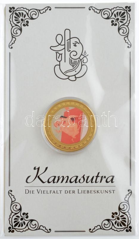 DN 'Kámaszutra - Vadászat' aranyozott Cu multicolor érem, német nyelvű leírással, magyar tanúsítvánnyal T:1 ND 'Kamasutra - Die Jagd' gold plated multicolor Cu coin with German language description and Hungarian certificate C:UNC - Image 3