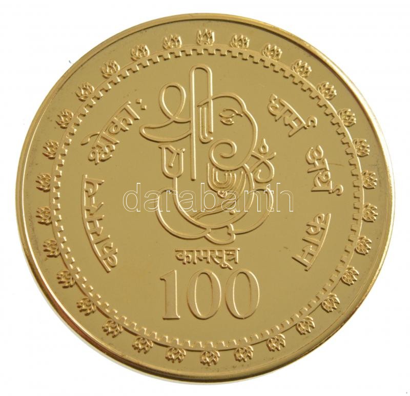 DN 'Kámaszutra - Struccfarok' aranyozott Cu multicolor érem, német nyelvű leírással, magyar tanúsítvánnyal T:1 ND 'Kamasutra - Der Straussen-Schwanz' gold plated multicolor Cu coin with German language description and Hungarian - Image 2