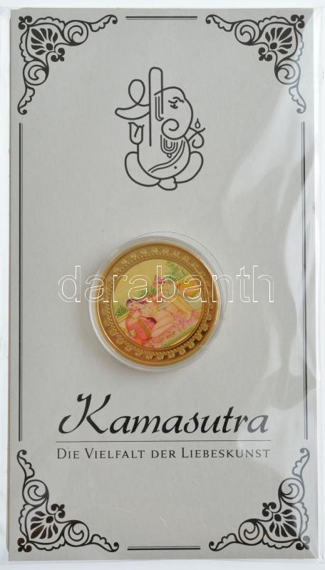 DN 'Kámaszutra - Lótuszállás' aranyozott Cu multicolor érem, német nyelvű leírással T:1 ND 'Kamasutra - Die Lotosstellung' gold plated multicolor Cu coin with German language description C:UNC - Image 3