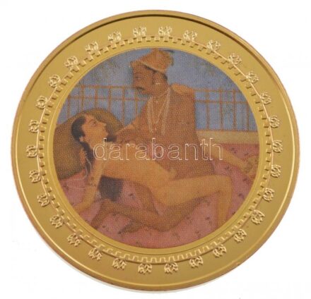 DN 'Kámaszutra - Majom' aranyozott Cu multicolor érem, német nyelvű leírással T:1 ND 'Kamasutra - Der Affe' gold plated multicolor Cu coin with German language description C:UNC