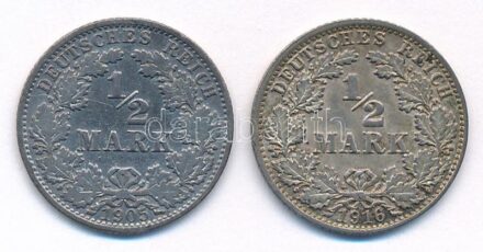 Német Birodalom 1905A-1916A 1/2M Ag (2xklf) T:3,2 German Empire 1905A-1916A 1/2 Mark Ag (2xdiff) C:F,XF