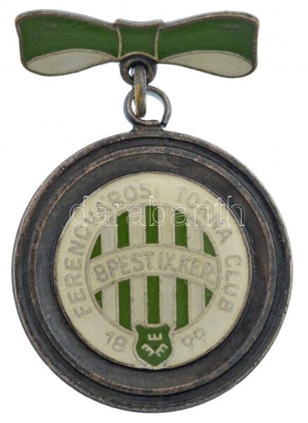DN 'Ferencvárosi Torna Club - Budapest IX. ker.' zománcozott fém jelvény (~42x30mm) T:2- patina, kopott zománc