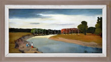 id. Benedek Jenő (1906-1987): Csendes délután. Olaj, farost, jelzett, keretben, 60×30 cm