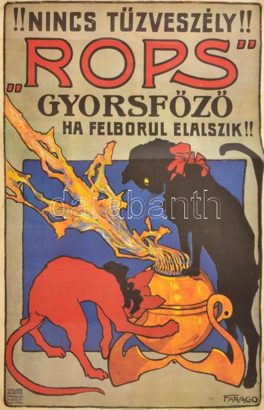 'Nincs tűzveszély', REPRINT plakát, gyűrődésekkel, 95×62 cm