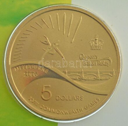 Ausztrália 2006. 5$ Al-Br 'XVIII. Nemzetközösségi Játékok - A királynő fáklya átadása' karton díszlapon T:1 Australia 2006. 5 Dollars Al-Br 'XVIII Commonwealth Games - Queen's Baton Relay' on cardboard display sheet C:UNC Krause KM#786