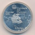 Kanada 1973. 5$ Ag 'Montreali olimpia - Észak-Amerika térkép' T:BU Canada 1973. 5 Dollars Ag 'Montreal Olympic Games - North American map' C:BU Krause KM#85