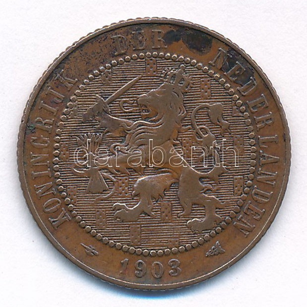 Hollandia 1903. 2 1/2c bronz 'I. Vilma' T:2- patina Netherlands 1903. 2 1/2 Cents bronze 'Wilhelmina' C:VF patina Krause KM#134