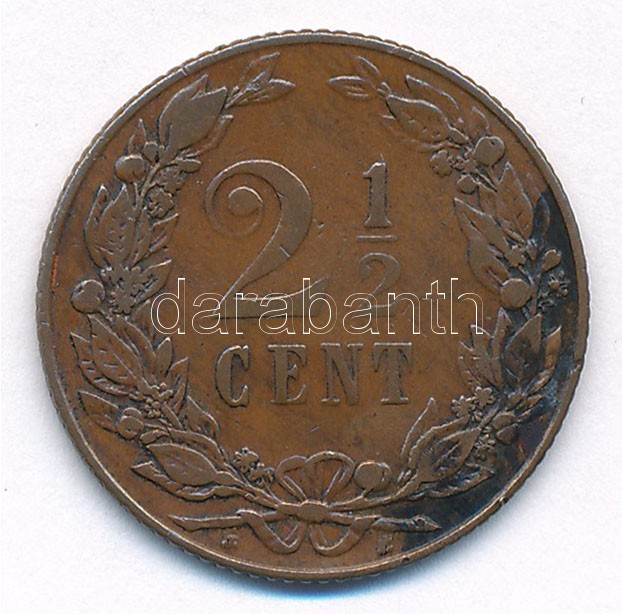 Hollandia 1903. 2 1/2c bronz 'I. Vilma' T:2- patina Netherlands 1903. 2 1/2 Cents bronze 'Wilhelmina' C:VF patina Krause KM#134 - Image 2