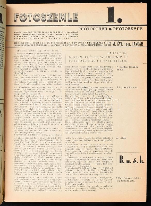 1943-44 A Fotószemle c. folyóirat teljes VI. és VII. évfolyama egybe kötve későbbi félvászon kötésben. Vadas Ernő, Dulovits Jenő, Kozák Lajos, Szőllősy Kálmán, Aszmann Ferenc, Csörgeő Tibor, Veress Ferenc és mások - Image 3