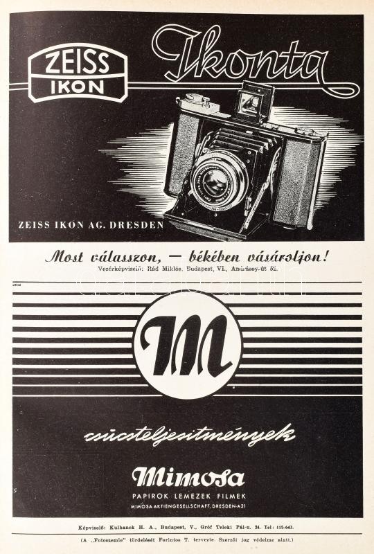 1943-44 A Fotószemle c. folyóirat teljes VI. és VII. évfolyama egybe kötve későbbi félvászon kötésben. Vadas Ernő, Dulovits Jenő, Kozák Lajos, Szőllősy Kálmán, Aszmann Ferenc, Csörgeő Tibor, Veress Ferenc és mások - Image 4