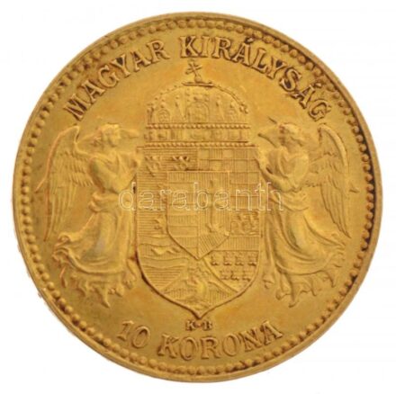 1909KB 10K Au 'Ferenc József' Körmöcbánya (3,38g/0.900) T:1- apró karc / Hungary 1909KB 10 Korona Au 'Franz Joseph I' Kremnitz (3,38g/0.900) C:AU small scratch Adamo K8