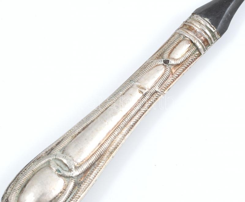 Ezüst (Ag) nyelű 3 db kínáló, jelzett, kopott, h: 20-21 cm - Image 3