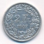 Svájc 1907. 2Fr Ag T:2- ph, karc Switzerland 1907. 2 Francs Ag C:VF edge error, scratch Krause KM#21
