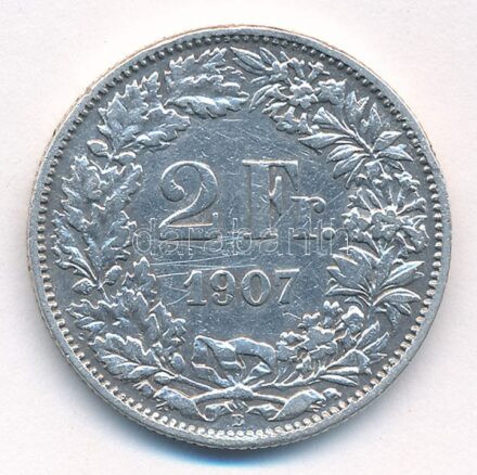 Svájc 1907. 2Fr Ag T:2- ph, karc Switzerland 1907. 2 Francs Ag C:VF edge error, scratch Krause KM#21