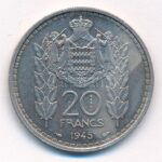 Monaco 1945. 20Fr Cu-Ni 'II. Lajos' próbaveret T:1-,2 patina Monaco 1945. 20 Francs Cu-Ni 'Louis II' pattern C:AU,XF patina Krause KM#E20 - Image 2
