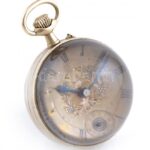 Angol üveggolyós / gömb zsebóra. Mechanikus szerkezettel, szépen vésett számlappal. Működik. Másodperc mutató hiányzik. d: 60 mm - Image 4